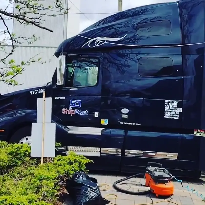 Dark commercial truck from Express detailing footage